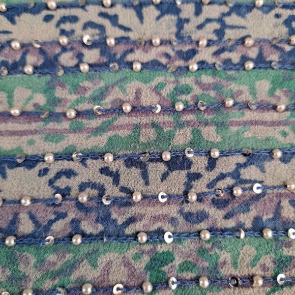 Beautiful Watercolor Pearlseeds Embroidered Beaded Chiffon India Dupatta - Picture 6 of 10